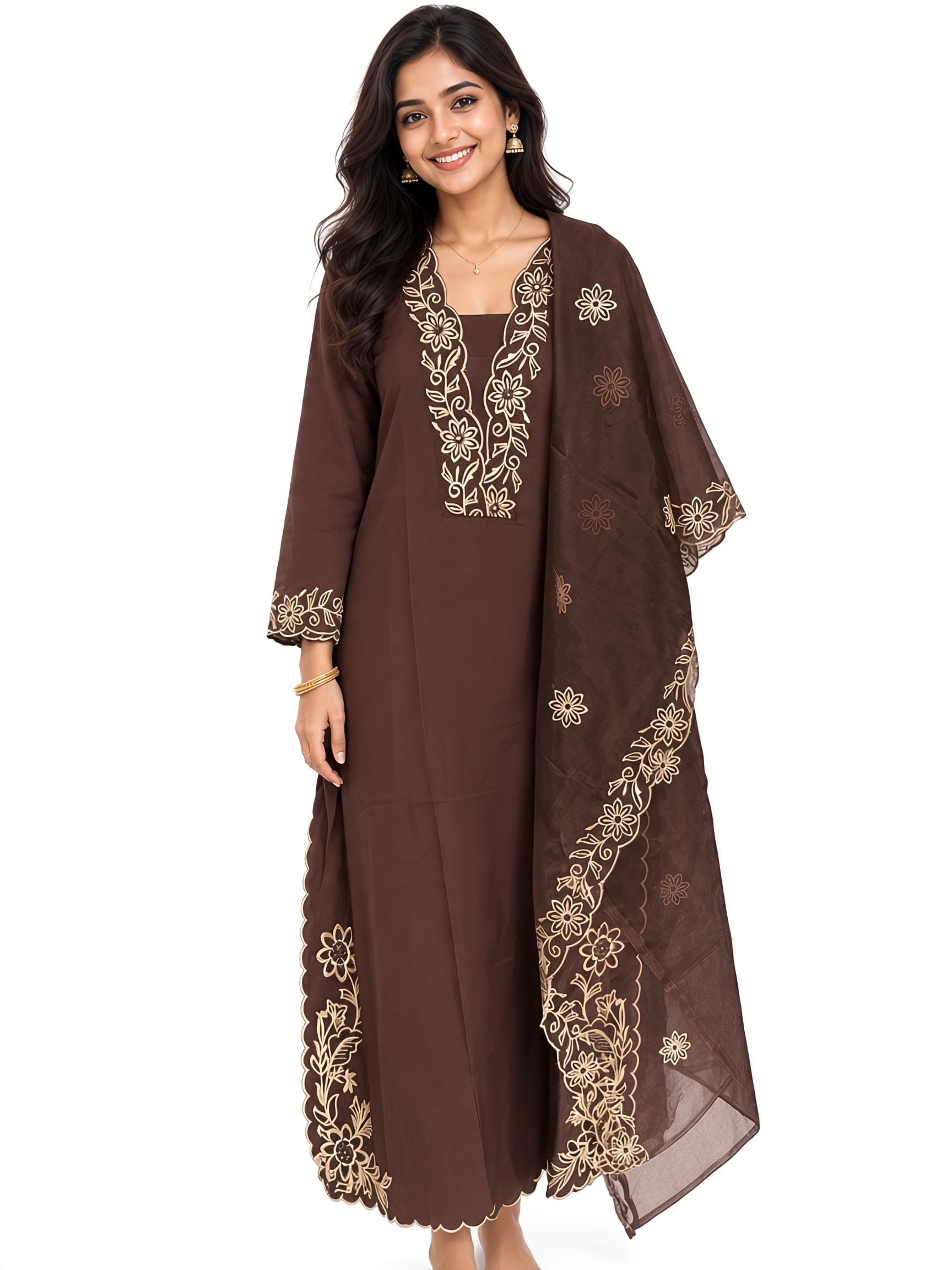 ET Select V Neck Thread Embroidered Straight Kurta Set