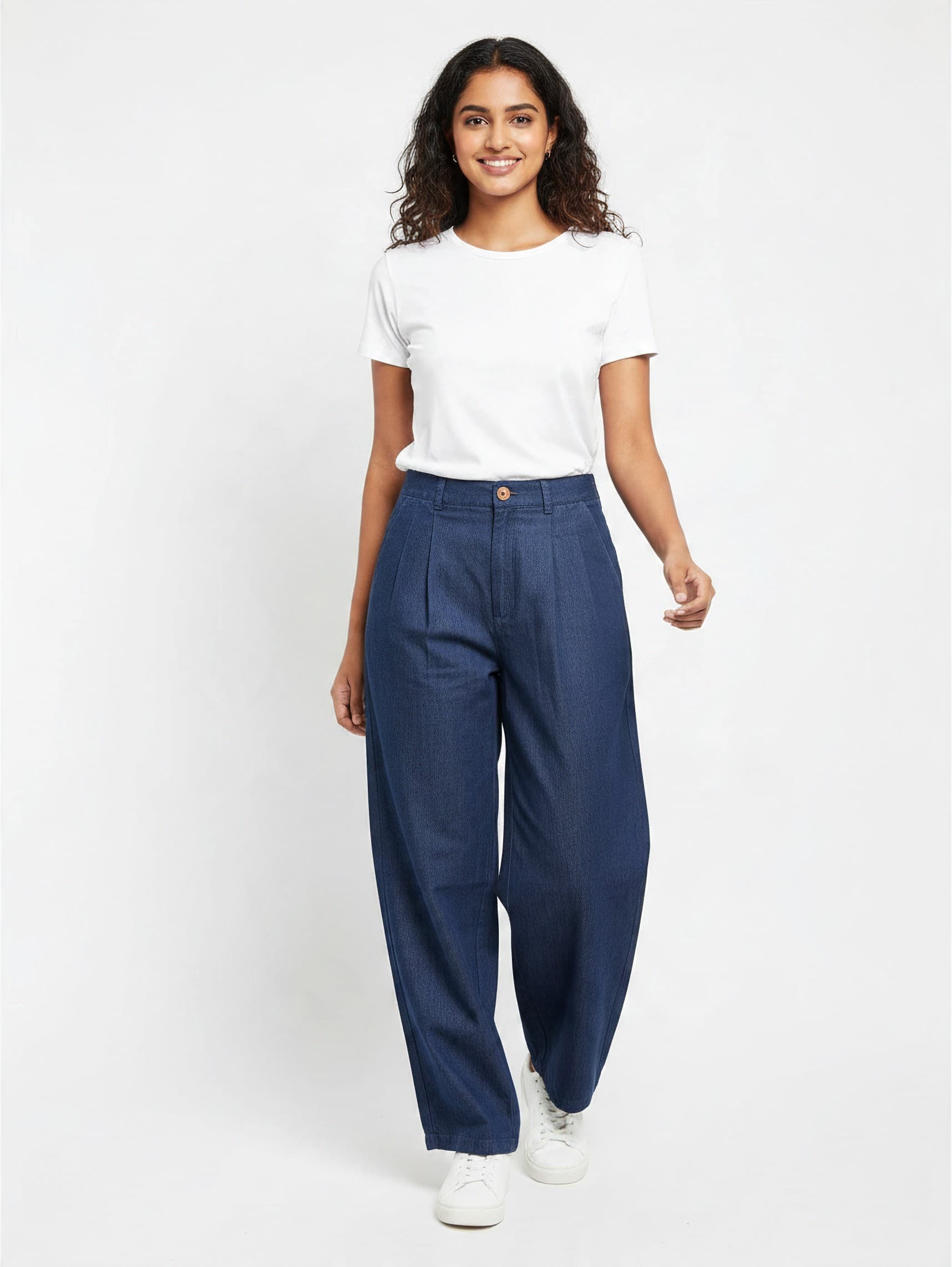 ET Amelia Women's Wide Leg Denim Palazzo Half Elasticated
